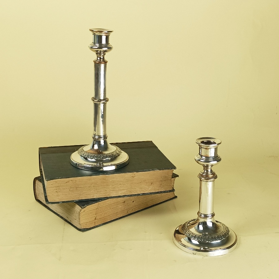 	Pair Of Silver Plate Telescopic Candlesticks